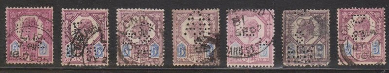 GREAT BRITAN Scott # 134 Used - King Edward VII Perfin Lot - Some With Faults