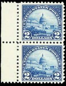 572, Mint NH F/VF $2 Capital PO FRESH Vertical Pair CV $240 - Stuart Katz