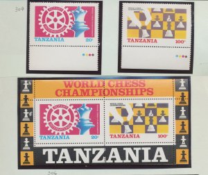TANZANIA - Scott 304-305a - MNH Set & S/S - World Chess Championships 1986