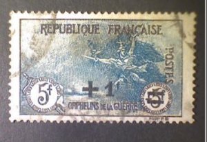 France, Scott #B19, used(o), 1922,  LaMarseillaise,  (5+1)f, blue and black