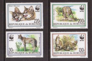 Burundi  #681-684   MNH  1992  World Wildlife Fund