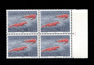 ES-15060 Greenland  Marine Life Scott 136 MNH 1982 Shrimp Block of 4