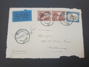 South Africa 1931 Registered cover piece to Australia