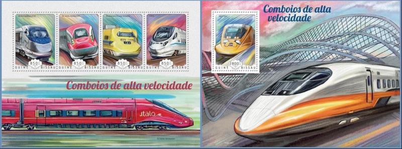 GUINEA BISSAU 2014 2 SHEETS gb14703ab SPEED TRAINS VITESSE