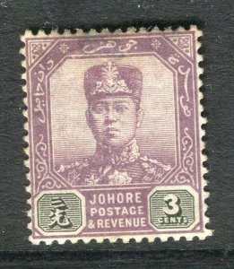 MALAYA JOHORE; 1904 early Sultan issue fine used 3c. value