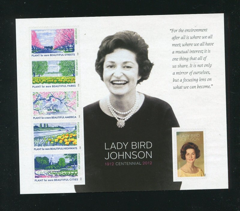 4716 Lady Bird Johnson Sheet of 6 Forever Stamps MNH