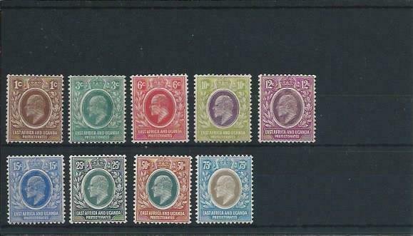 KUT 1907-08 SET OF NINE MM SG 34/42 CAT £110