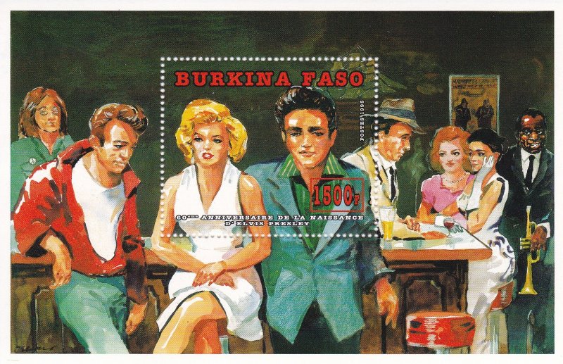 Burkina Faso # 993, Elvis Presley & Marilyn Monroe, 15% (See Notes)