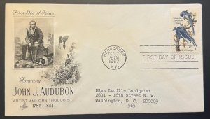 JOHN J AUDUBON #1241 DEC 7 1963 HENDERSON KY FIRST DAY COVER (FDC) BX4