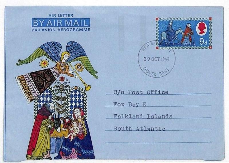 EE280 1969 GB Dover Kent to Falklands/Air letter {samwells-covers}