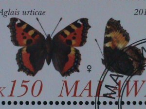 ​MALAWI-2010-PROMOTE-LOVELY BUTTERFLIES-CTO-SHEET-EST.$10 VERY FINE LAST ONE