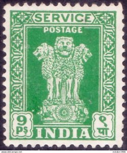 INDIA 1950 9p Green SERVICE SGO153 MNG