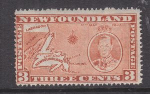 NEWFOUNDLAND, 1937 Coronation, 3c. Orange Brown, Die I, line perf. 14, mnh.