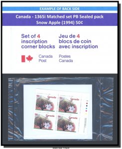 Canada - 1365i Matched set PB Sealed pack - Snow Apple (1994) 50¢ CV 60.00$