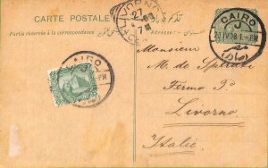 ac6623 -  EGYPT  - Postal History -  POSTAL STATIONERY CARD to ITALY  1908