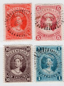 QV AUSTRALIA QUEENSLAND 2/6-£1 GREAT LOOKING LOT MINT HINGED AND VERY FINE USED