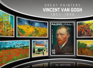 MALDIVES 2016 SHEET VAN GOGH ART PAINTINGS mld16109b