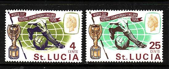 St Lucia-Sc#207-8-unused hinged Omnibus set-Sports-Soccer World Cup-1966-