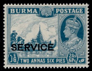 BURMA GVI SG O34, 2a 6p greenish blue, M MINT.