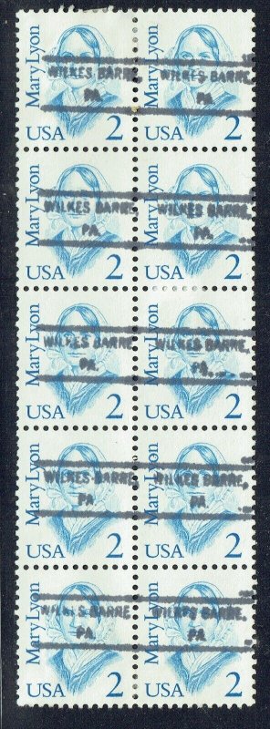 1987 2c Great Am w/precancels f/WILKES-BARRE PA(2169-807) ENTIRE DIVICE w/ERROR!