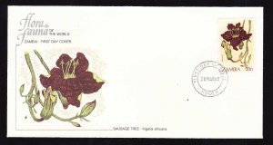 Flora & Fauna of the World #112d-Flower FDC-Sausage Tree-Zambia-single stamp and