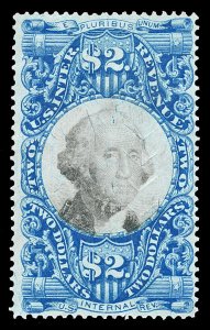 Scott R123 $2.00 Second Issue Revenue Used F-VF Cut Cancel Cat $10
