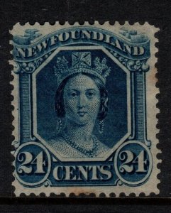 NEWFOUNDLAND SG30 1865 24c BLUE MTD MINT TONING