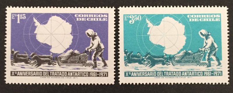 Chile 1972 #415-6, 10th Anniversary Antarctica, MNH.