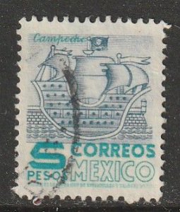 MEXICO 883, $5Pesos 1950 DEF 2nd ISSUE TYPE I. USED, F. (612)