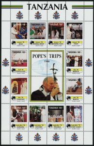 Tanzania 825-34 MNH Visits of Pope John Paul II