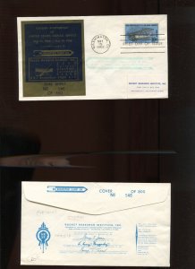 RRI ROCKETPOST XIX ROCKET FLOWN COVER  MAY 15 1968 (HR1229) SOUVENIR SHEET COVER