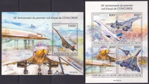 Gs1534 2019 Niger Concorde First Flight Aviation Aircrafts #6831-6834+Bl1055 Mnh