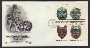 US 1837a Indian Masks P/B 1980 PCS Monarch U/A FDC