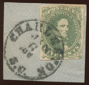 Confederate States 1 Used Stamp on Piece with JUN 6 Charlestown SC CCL BX5171