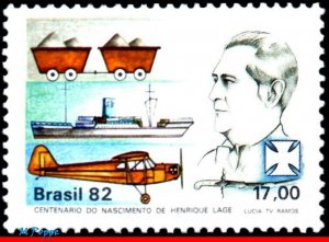 1785 BRAZIL 1982 HENRIQUE LAGE, INDUSTRIAL, SHIPS AVIATION MINING, MI# 1872 MNH