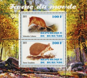 Solenodon Stamp Tenrec Ecaudatus Wild Animal Souvenir Sheet of 2 MNH