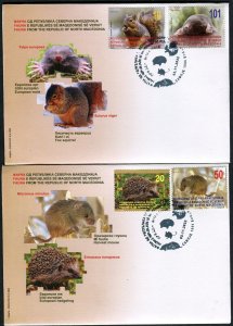 352 - NORTH MACEDONIA 2022 - Fauna - Hedgehog - Fox Squirrel - Mole - Mouse -FDC