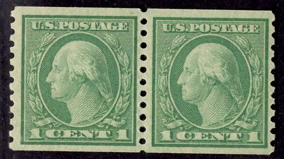 US Stamp #490 Pair 1 Cent Washington Coil MINT NH SCV $2.60
