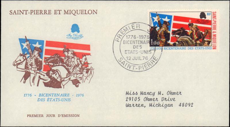 St. Pierre & Miquelon, Worldwide First Day Cover, Americana