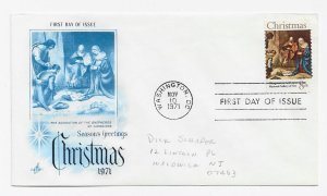 US 1444 8c Christmas Manger Scene on FDC Artcraft Cachet ECV $6.00