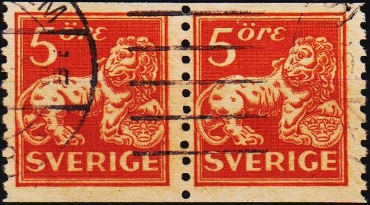 Sweden. 1920 5ore(Coil Pair) S.G.97A Fine Used