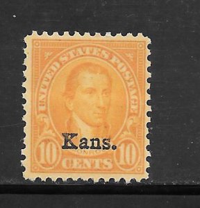 #668 MNH Single  Kansas Overprint