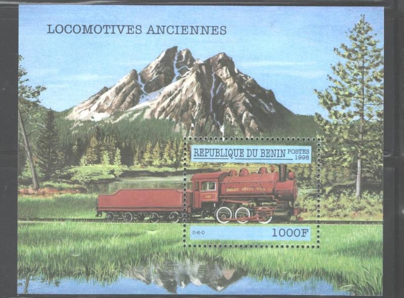 BENIN 1998  TRAINS-LOCOMOTIVE  MS#1068 MNH