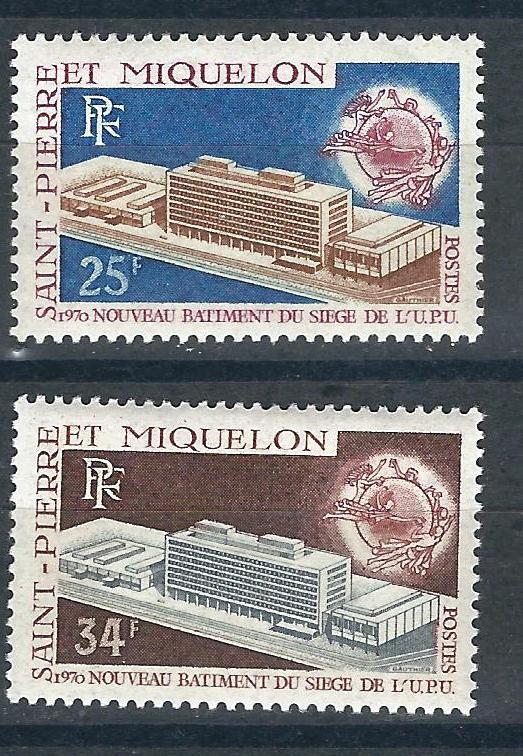 St. Pierre & Miq. 397-8 Y&T 399-400 UPU MNH 1970 SCV $34.00