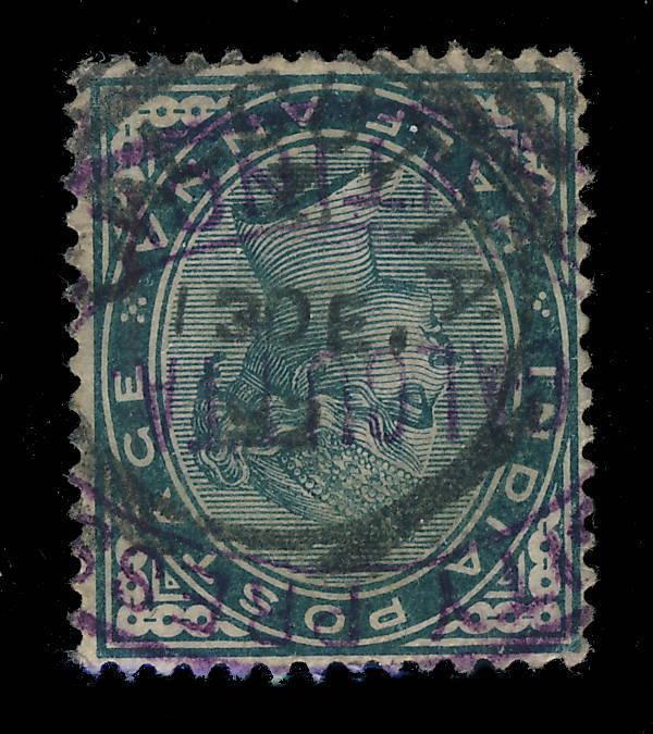 INDIA 1892 - SG 85 used CALCUTTA Z SQUARED CIRCLE Date Stamp