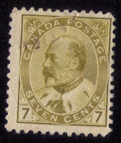 CANADA SCOTT #92 USED LIGHTY CANCELLED F-VF