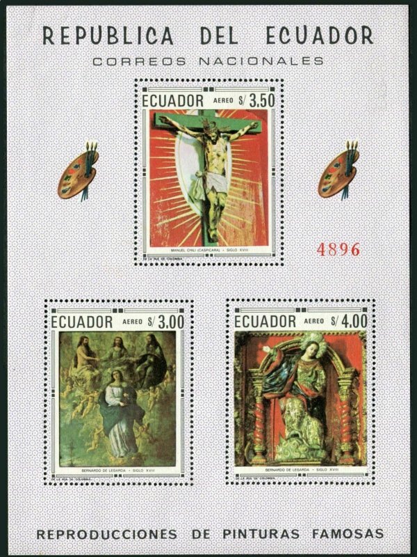 Ecuador 768F A,B sheets, MNH. Mi Bl.47-48. Christmas 1967. By.de Ledranda,Chili.