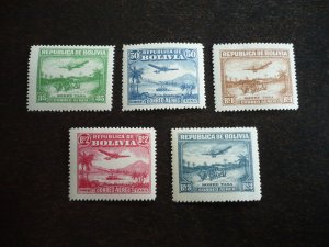 Stamps - Bolivia - Scott# C30-C34 - Mint Hinged Part Set of 5 Stamps