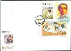 GUINEA BISSAU 2013  EDGAR DEGAS  SOUVENIR SHEET FIRST DAY COVER