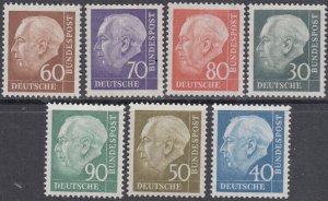 GERMANY Sc # 755-61 CPL MNH SET of 7 - PRESIDENT HEUSS